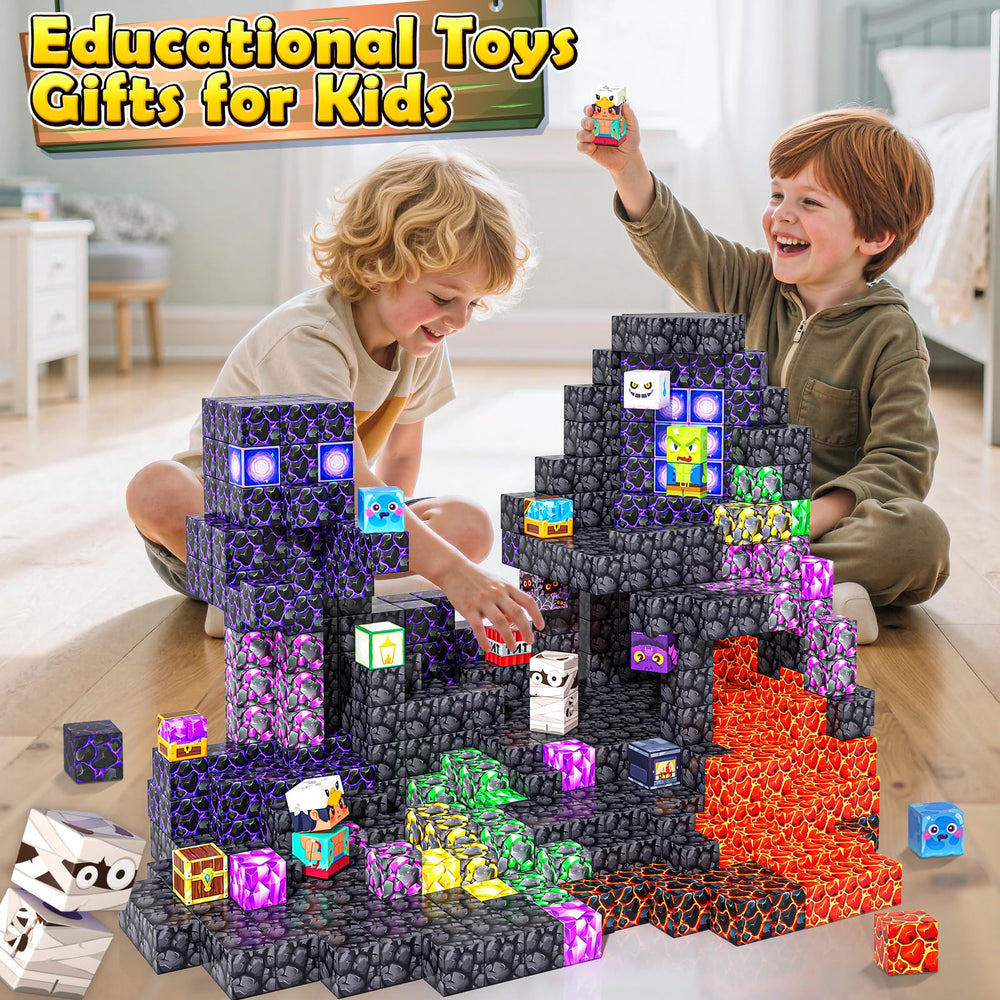 IGIVI magnetic tiles easily connect with other brands for bigger builds.