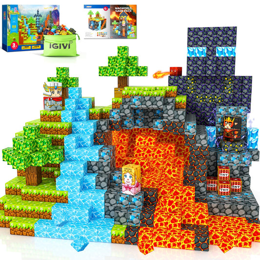 IGIVI Magnetic Blocks lava valley set sparks imagination and collaboration.