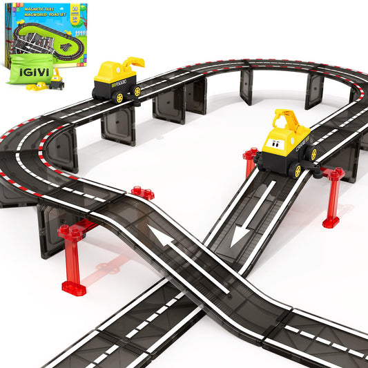 IGIVI magnetic tiles road straight lines promote creativity and collaborative play.