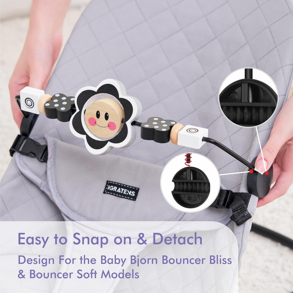 iGRATENS toy bar fits Bliss and Balance Soft models for easy integration.