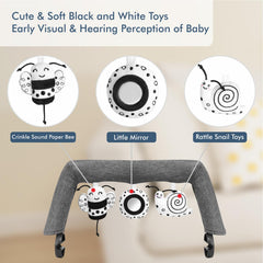 iGRATENS bee toy with crinkle sound enhances tactile and auditory interest.