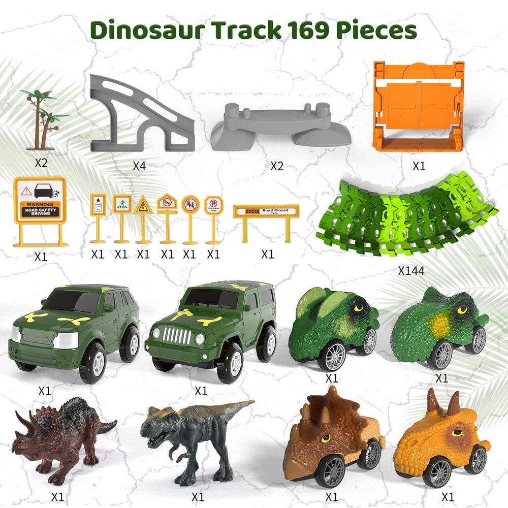 IHAHA child playing with dinosaur track supports hands-on exploration.