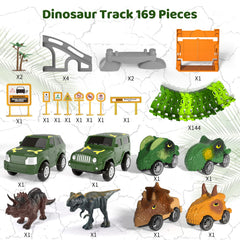 IHAHA child playing with dinosaur track supports hands-on exploration.