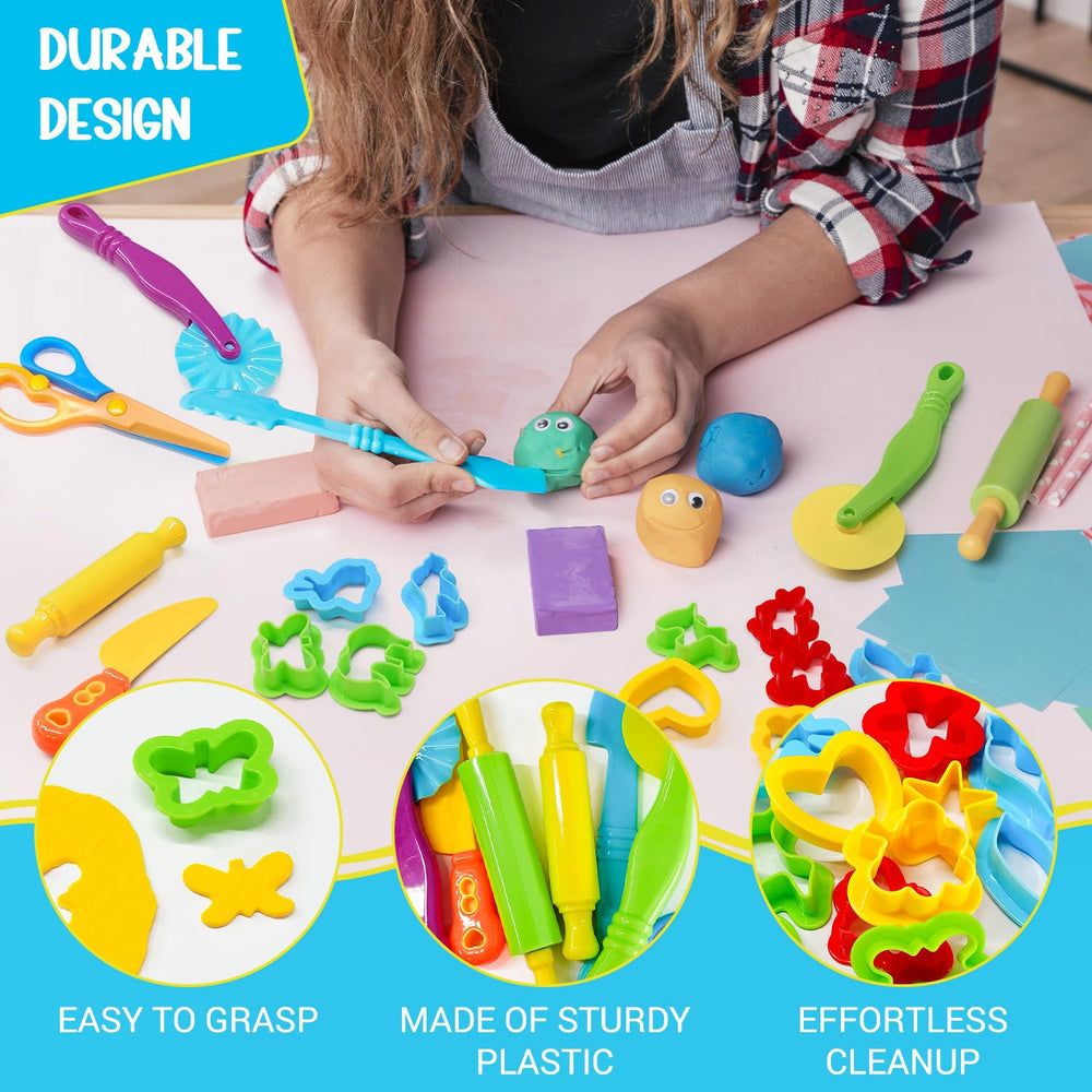IHESPABLD Playdough Tool Kit kid-friendly ergonomic grips support small hands.
