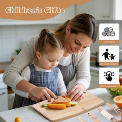 IHFAIO Kids Knife Set cutting board designed for kid friendly use.