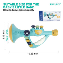 IIROMECI blue trumpet runs on 3 AA batteries (not included) for lasting play.