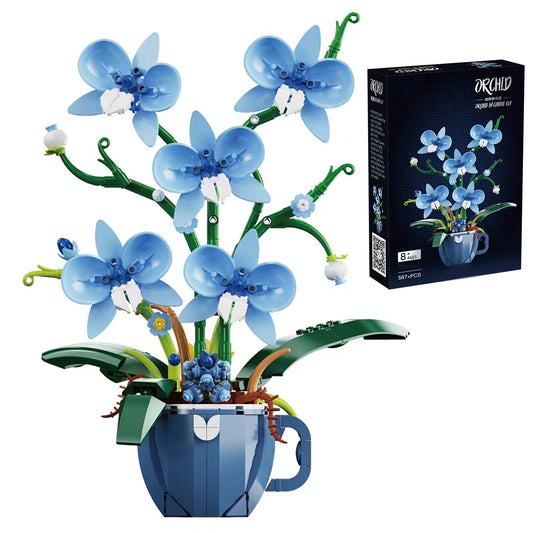 iixeal blue orchid flower building set shows elegant petals and stems for home décor