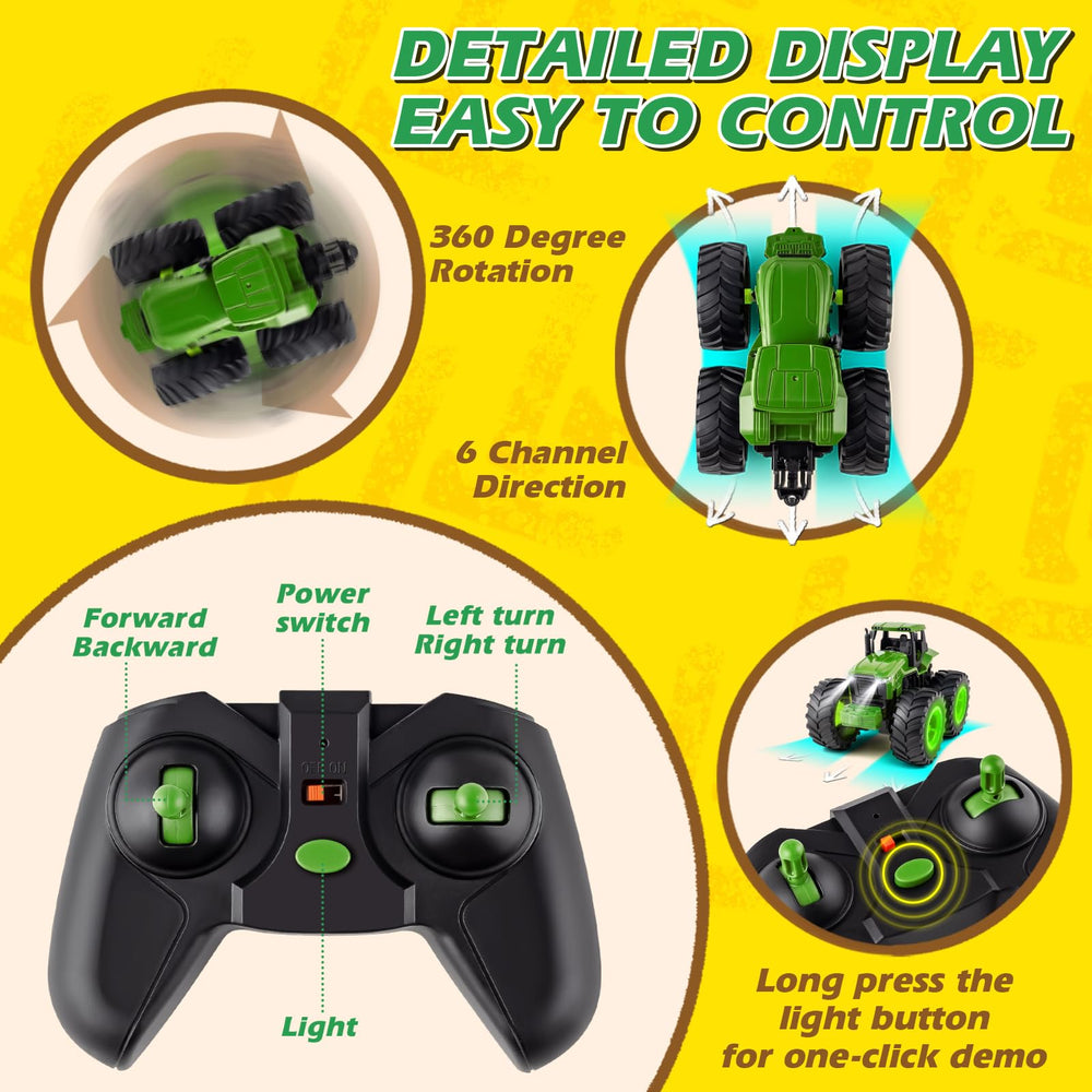 IJIGU RC tractor offers six-direction control for versatile maneuvering.