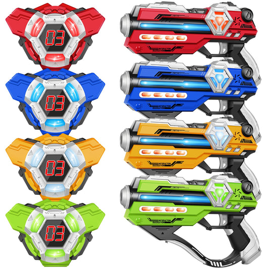 IJO laser tag guns set of four ready for action indoors or outdoors.