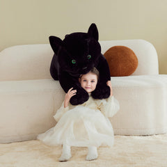 IKASA Black Cat Plush key hug factor invites comforting snuggles during stories.