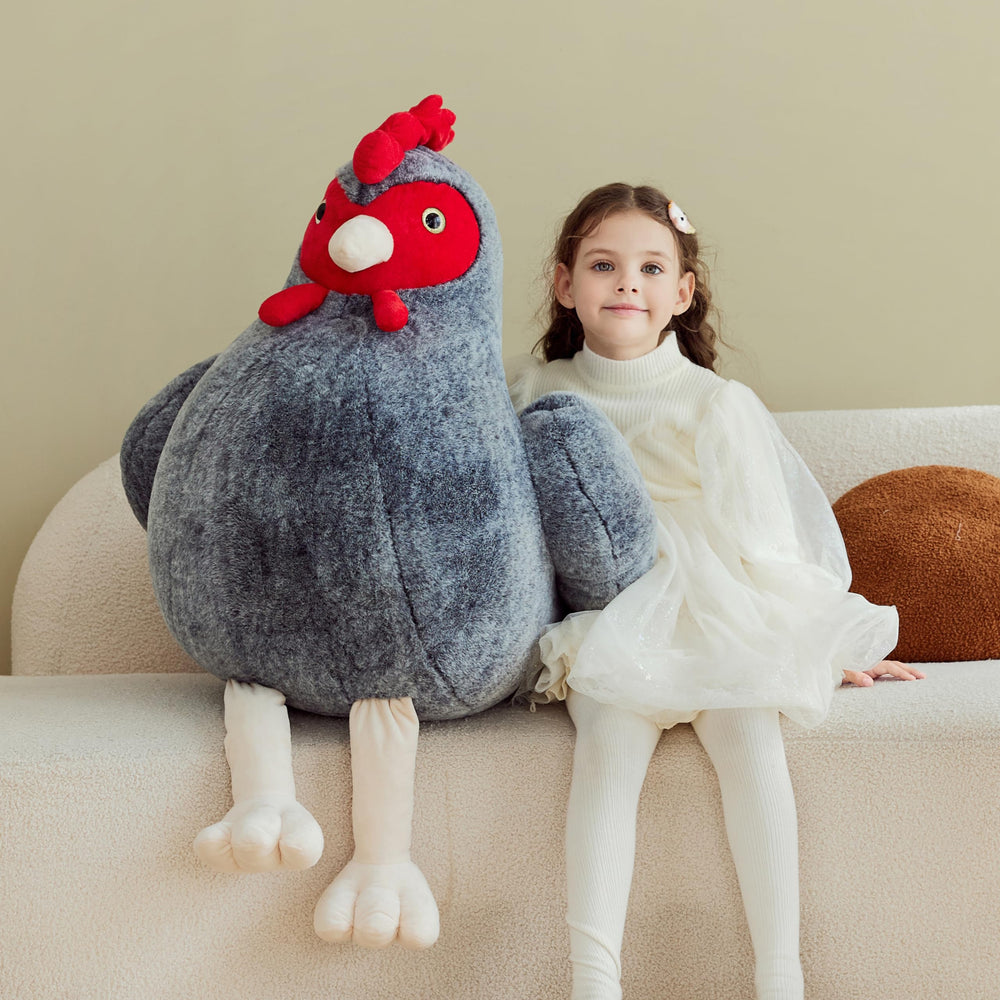 IKASA chicken plush playroom with kids, promoting imaginative play and comforting companionship.