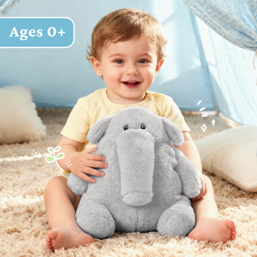 IKASA Elephant plush used as cheerful room decor for kids' spaces.