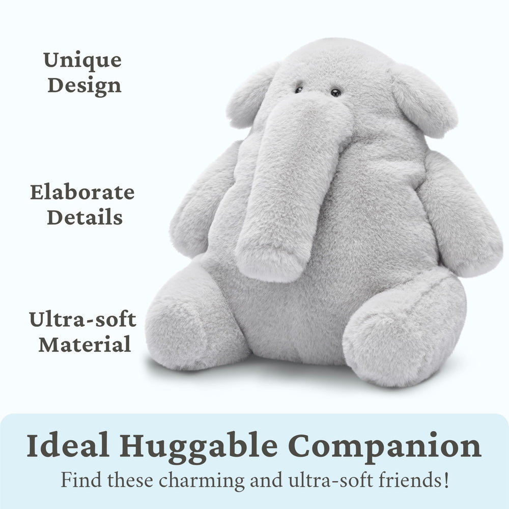 Close-up of soft fabric on IKASA Elephant plush for comforting touch.