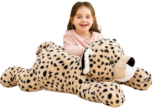 IKASA giant cheetah plush 30-inch for cozy hugs.
