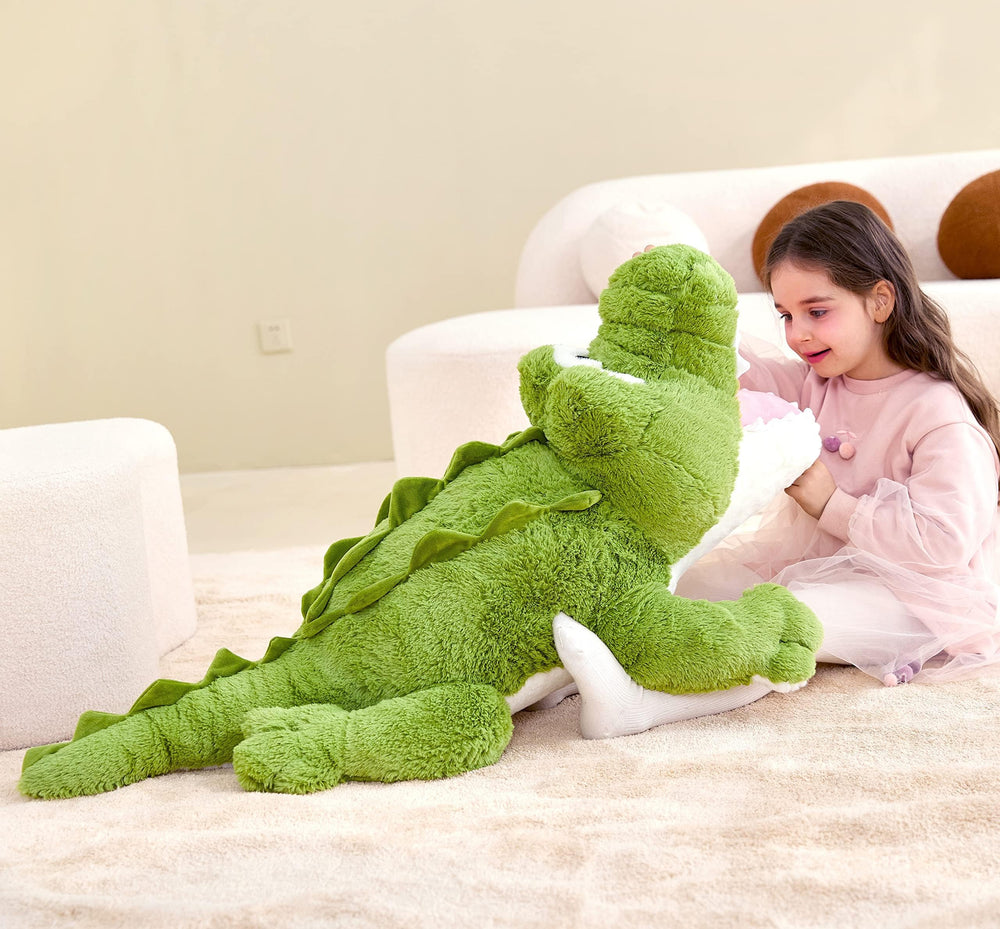 IKASA giant crocodile plush soft fur texture for gentle play.