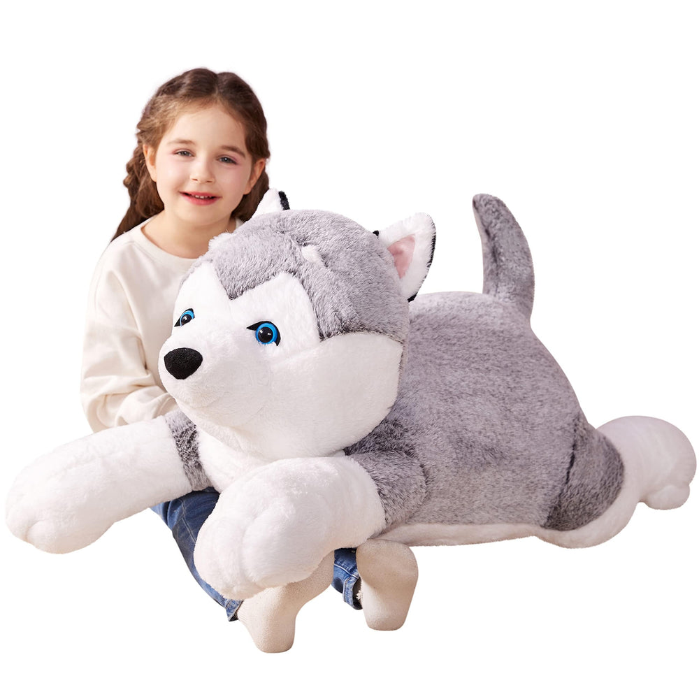 IKASA giant husky plush, 30 inches, for cozy hugs.