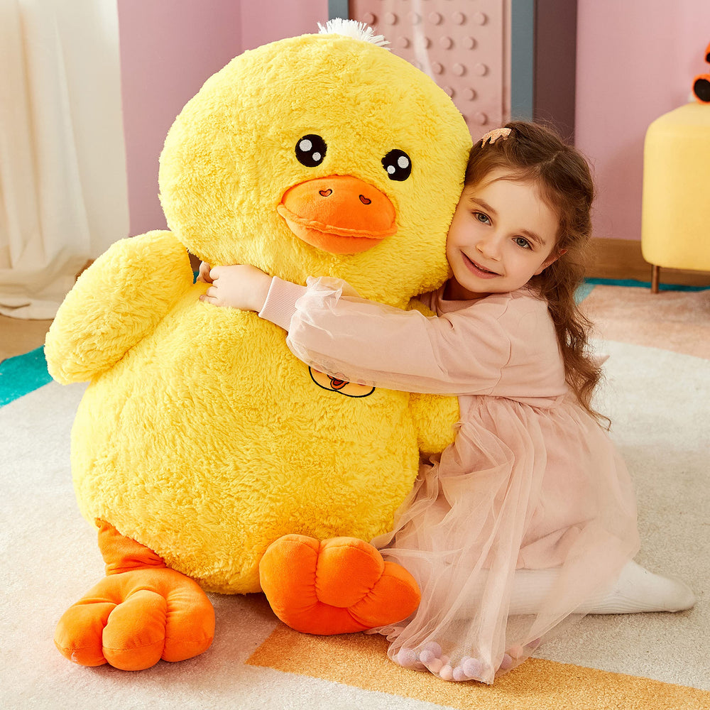 IKASA jumbo duck plush features durable fabric for long-lasting play.