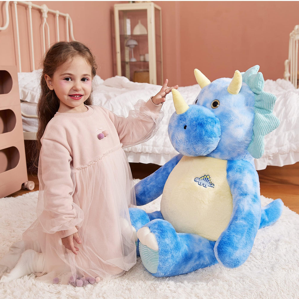 IKASA Triceratops plush with ultra-soft fur for comforting snuggles and bedtime stories.