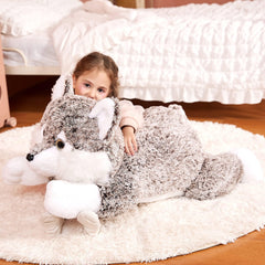 Surface-washable IKASA wolf plush for easy cleaning