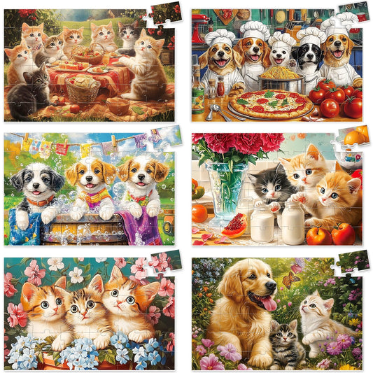 IKbodKI Kitties and Doggies puzzle set with 36 large pieces for easy handling and calm activity