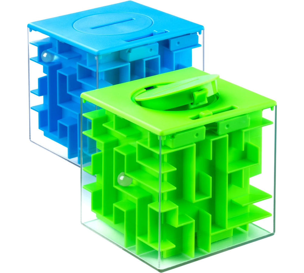 iKeelo Money Maze Box blue front view, a playful gift and puzzle challenge.
