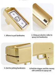 IKJNMLP Prop Gold Money Shooter top side lid open for loading bills safely