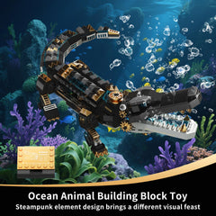 IKKOSYA crocodile building set close-up of mechanical joints for interactive construction