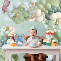 ilafm pastel green balloon kit creates soft, stylish backdrops for photos