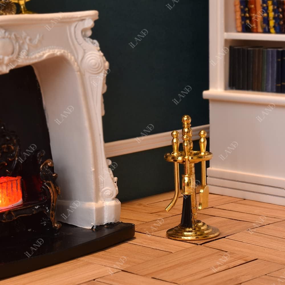 iland dollhouse tools set complements the fireplace for authentic play