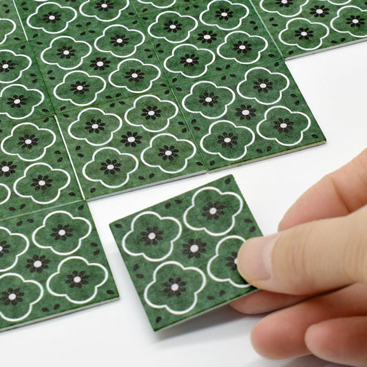 iland dollhouse flooring in French green floral adds vintage charm to mini rooms.
