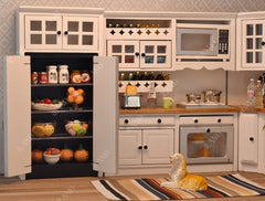 iland Dollhouse Kitchen cabinets with organized shelves for tiny item storage