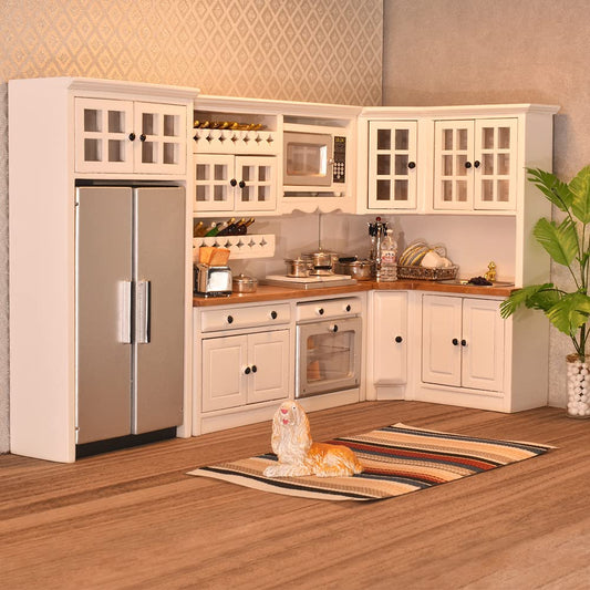 iland Dollhouse Kitchen oven detail in white wood for realistic play