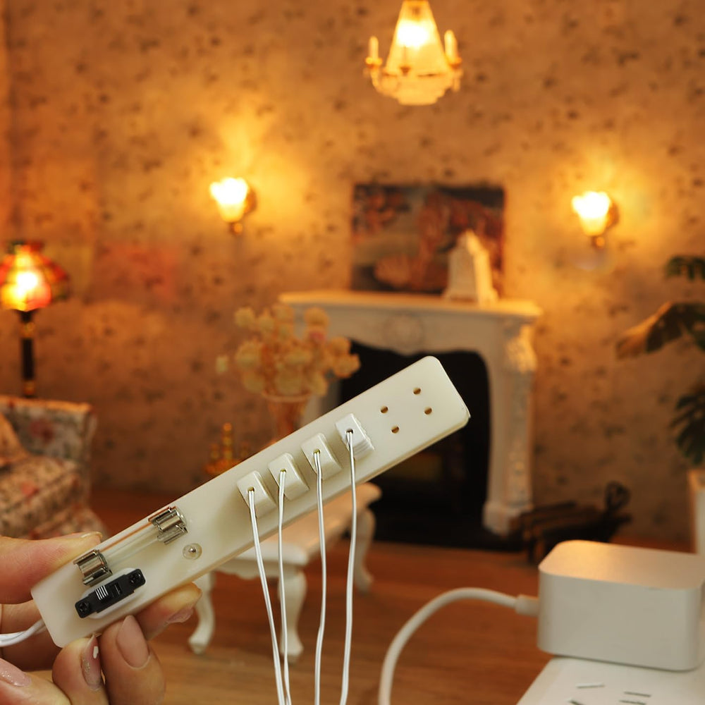 iland dollhouse power strip with switch provides easy on/off control for tiny lights.