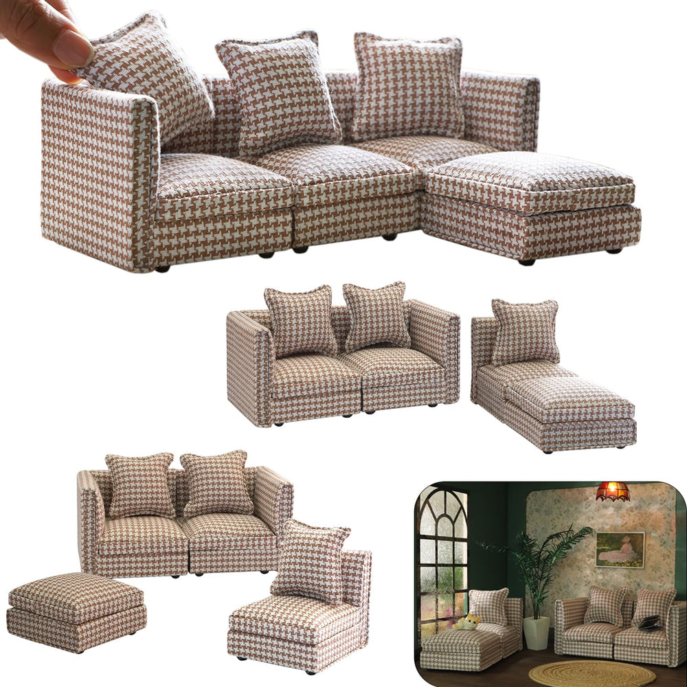 iland dollhouse sectional sofa in brown houndstooth adds timeless charm to any room
