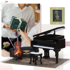 Iland piano music box with Castle in the Sky melody for a dollhouse room.