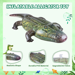 ILEISURELY giant alligator pool float close-up, showcases realistic texture and durable PVC finish.