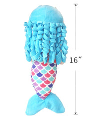 illuokey Mermaid Doll blue face close-up highlighting soft plush and friendly expression