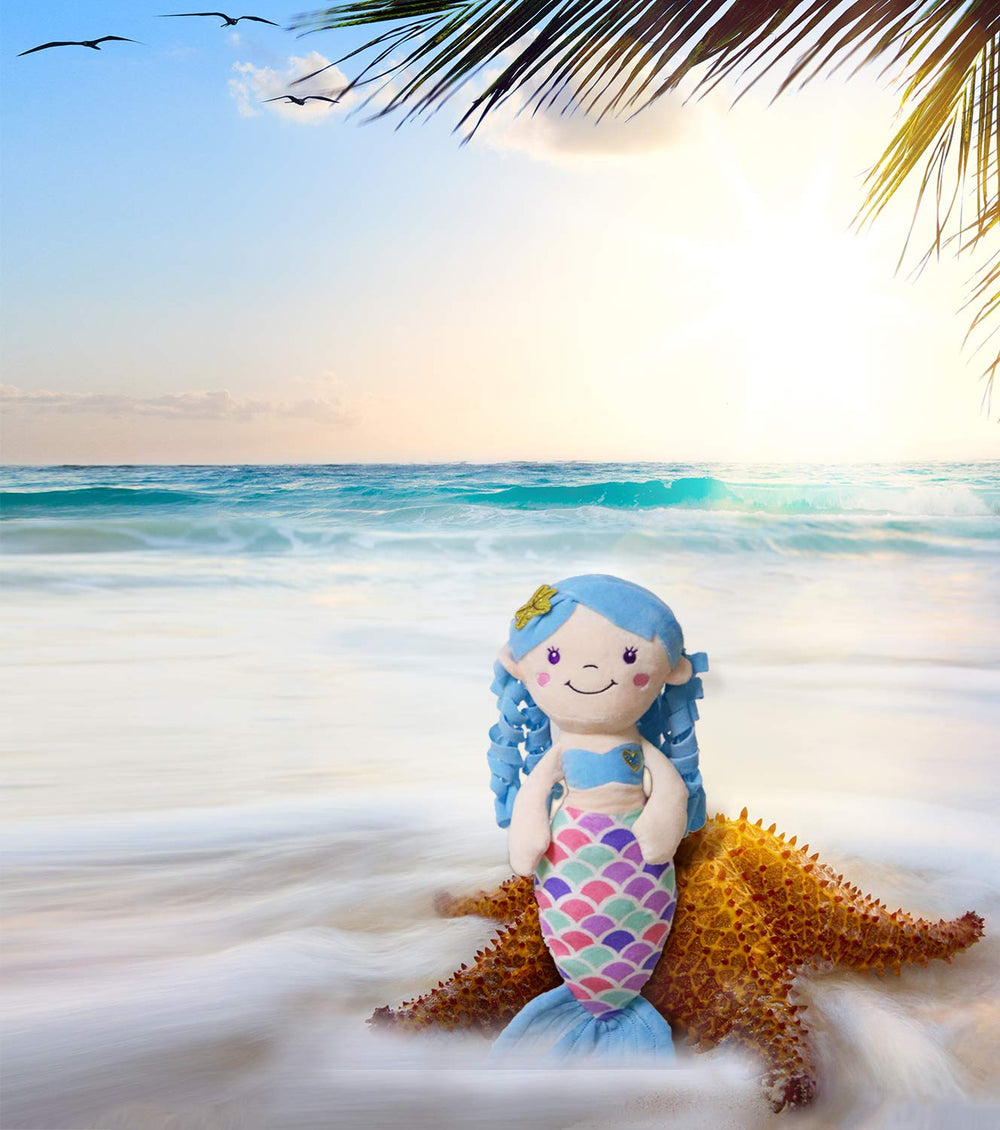 illuokey Mermaid Doll blue close-up of plush texture ideal for gentle hugs