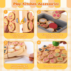 iLuckinSpri wooden pizza cutter safe pretend tool for fine motor play
