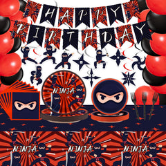 Tevxj 162 Pcs Ninja Birthday Party Decoration Set - Ninja Warrior Party Kit