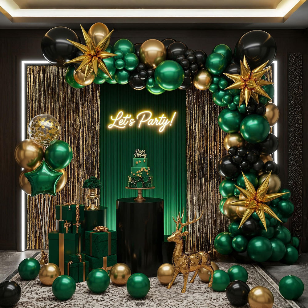 Kozee emerald green and gold balloon arch kit for luxurious centerpieces and entrances