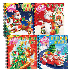 CutteeyFyry 4-Pack Paint by Number Sticker Book – Christmas Crafts & Travel Activities for Kids 4–10