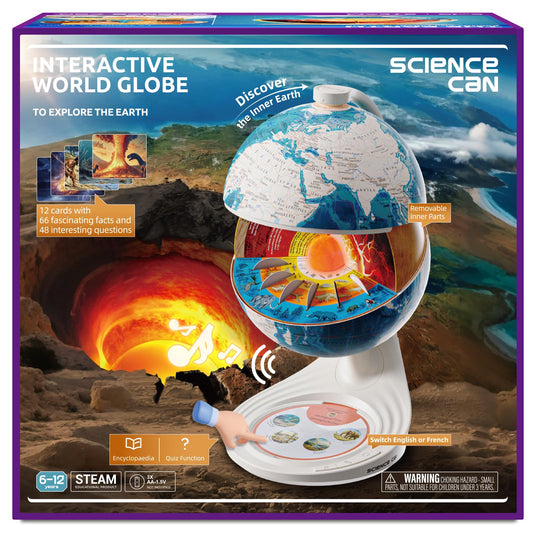 Science Can Openable Globe reveals crust and mantle, ideal for hands-on geology learning.