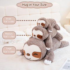 SQEQE Weighted Stuffed Animals Sloth Plush, Weighted Sloth Stuffed Animals Plushies, Soft Pillow Toy for Kids Adults, Christmas & Birthday Gifts 9.8 Inch, 0.8 Lb