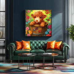 MINIWAN 500-Piece Jigsaw Puzzle – Highland Cow with Butterfly & Flower Design | 20x20 Inches