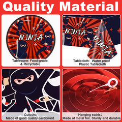 Tevxj 162 Pcs Ninja Birthday Party Decoration Set - Ninja Warrior Party Kit