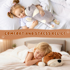 Rniuc Brown Bulldog Plush Stuffed Animal 17.7in – Soft Cuddle Toy for Kids