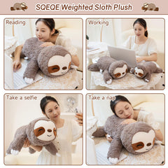 SQEQE Weighted Stuffed Animals Sloth Plush, Weighted Sloth Stuffed Animals Plushies, Soft Pillow Toy for Kids Adults, Christmas & Birthday Gifts 9.8 Inch, 0.8 Lb