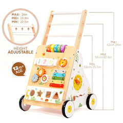 ZippyZebra Wooden Baby Walker with Wheels – Adjustable Speed & Montessori Center