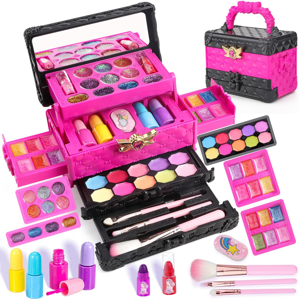 IMAGIC TOWN kids makeup set front view, portable design for pretend play
